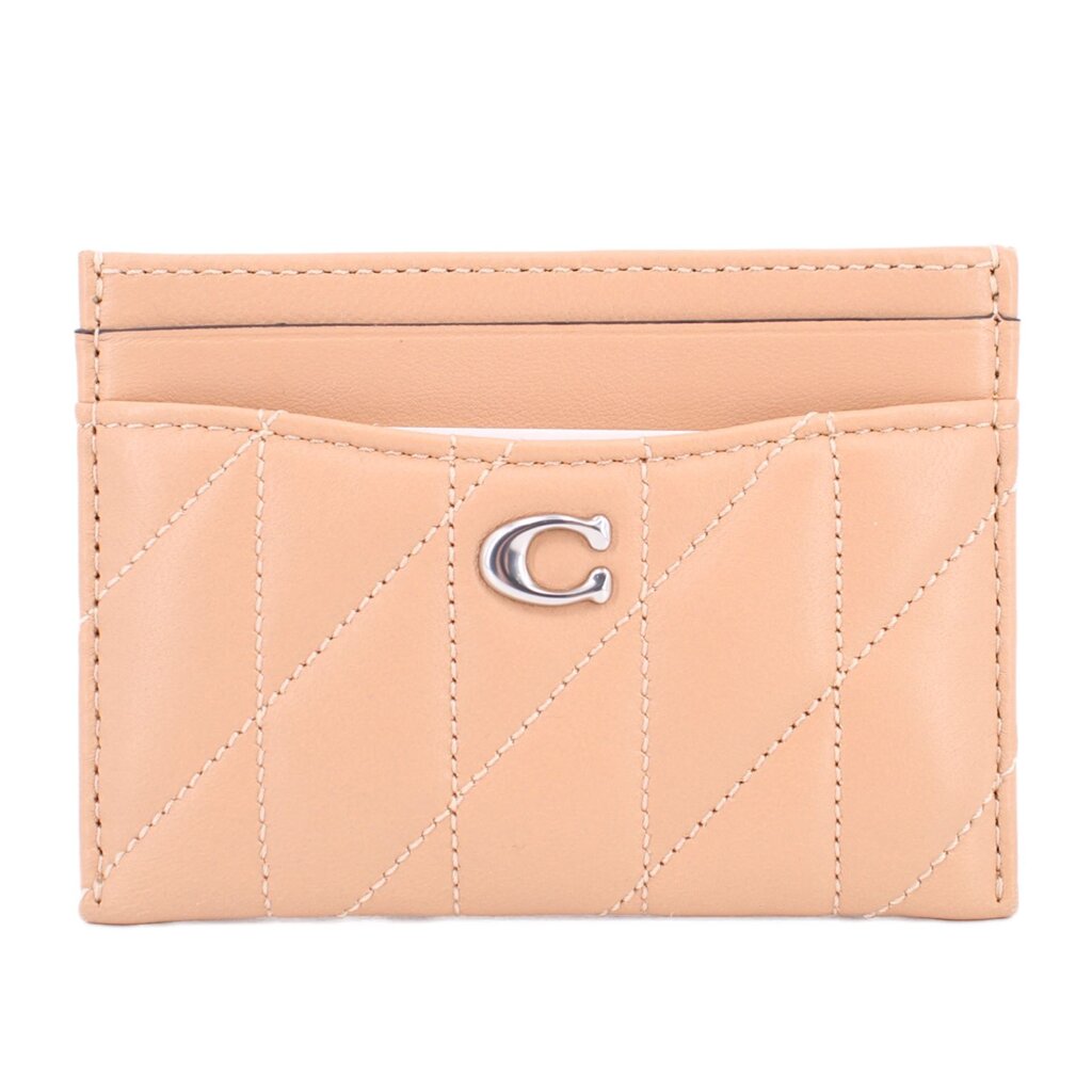 COACH QUILTED CARD CASE WALLETS NUDE，Second-hand