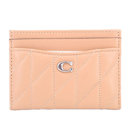 COACH QUILTED CARD CASE WALLETS NUDE，Second-hand