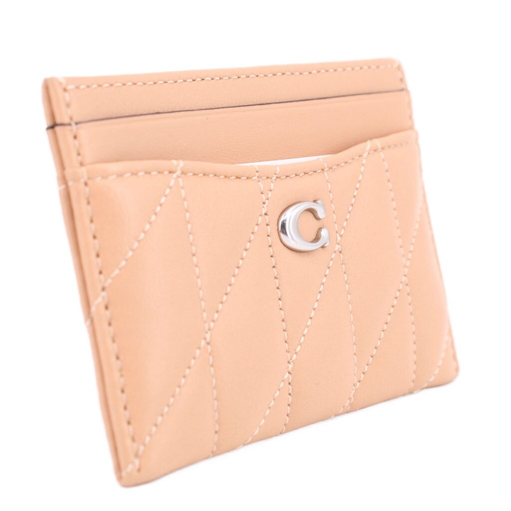 COACH QUILTED CARD CASE WALLETS NUDE，Second-hand