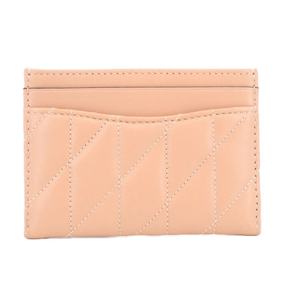 COACH QUILTED CARD CASE WALLETS NUDE，Second-hand