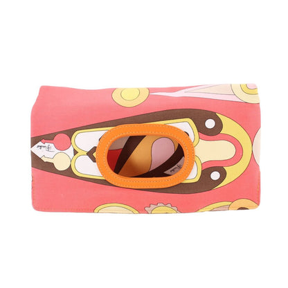 EMILIO PUCCI PRINTED FOLDOVER CLUTCHES CORAL，Second-hand