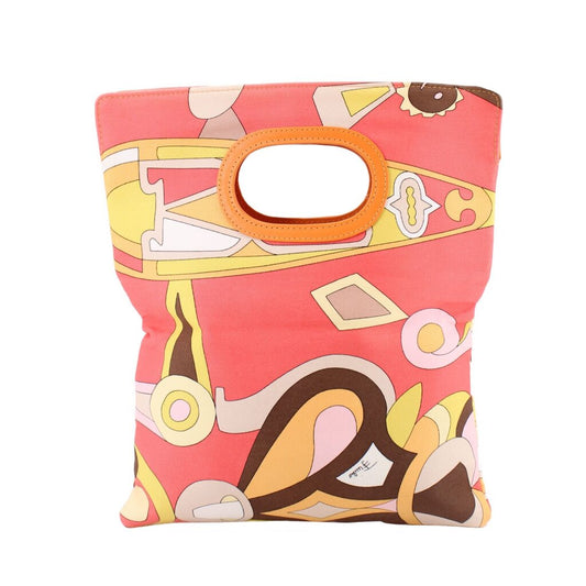 EMILIO PUCCI PRINTED FOLDOVER CLUTCHES CORAL，Second-hand