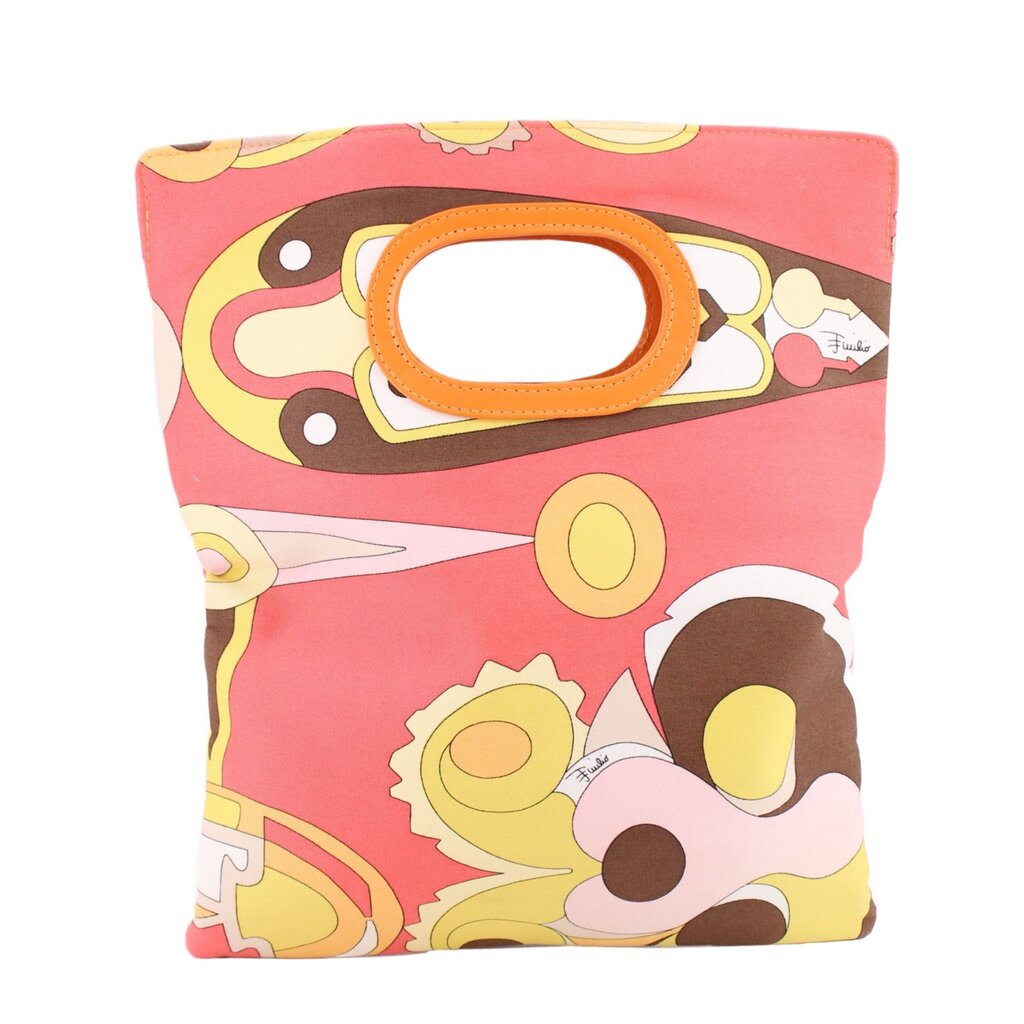 EMILIO PUCCI PRINTED FOLDOVER CLUTCHES CORAL，Second-hand