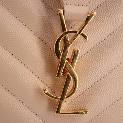 YSL QUILTED SHOPPER TOTES TAN