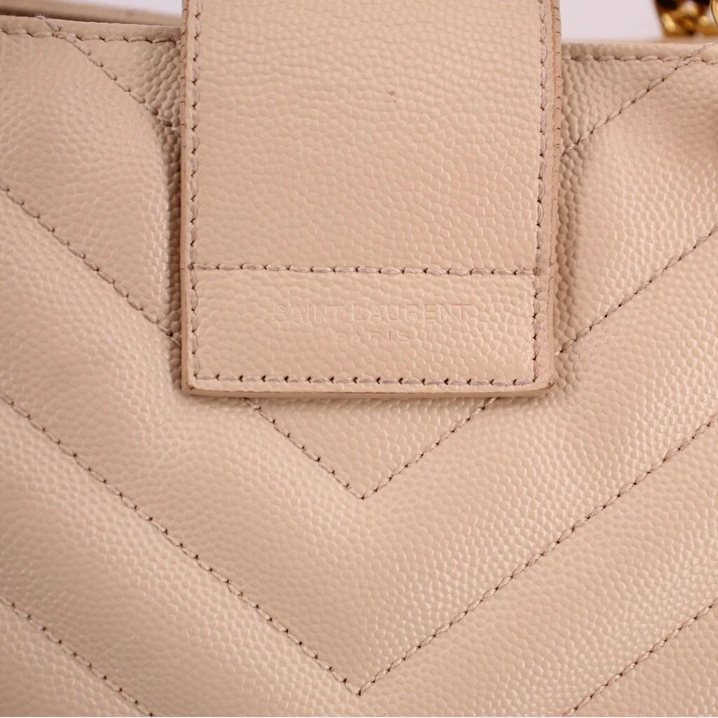 YSL QUILTED SHOPPER TOTES TAN