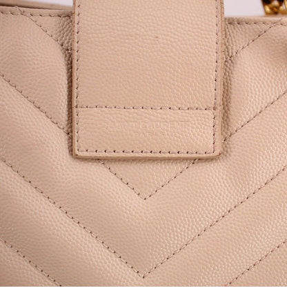 YSL QUILTED SHOPPER TOTES TAN
