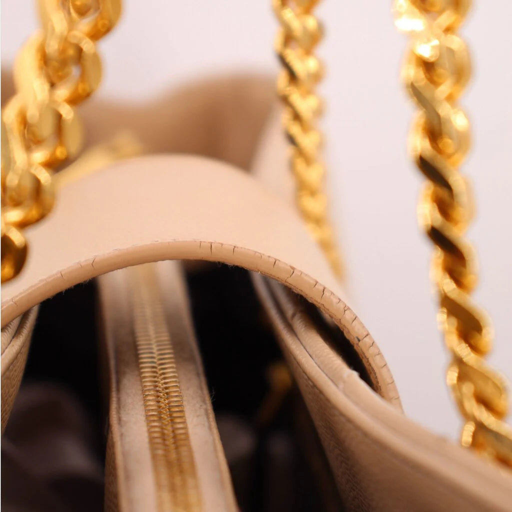 YSL QUILTED SHOPPER TOTES TAN