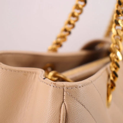 YSL QUILTED SHOPPER TOTES TAN