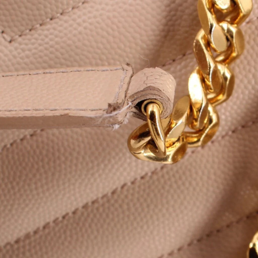 YSL QUILTED SHOPPER TOTES TAN