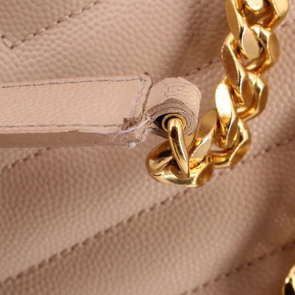 YSL QUILTED SHOPPER TOTES TAN